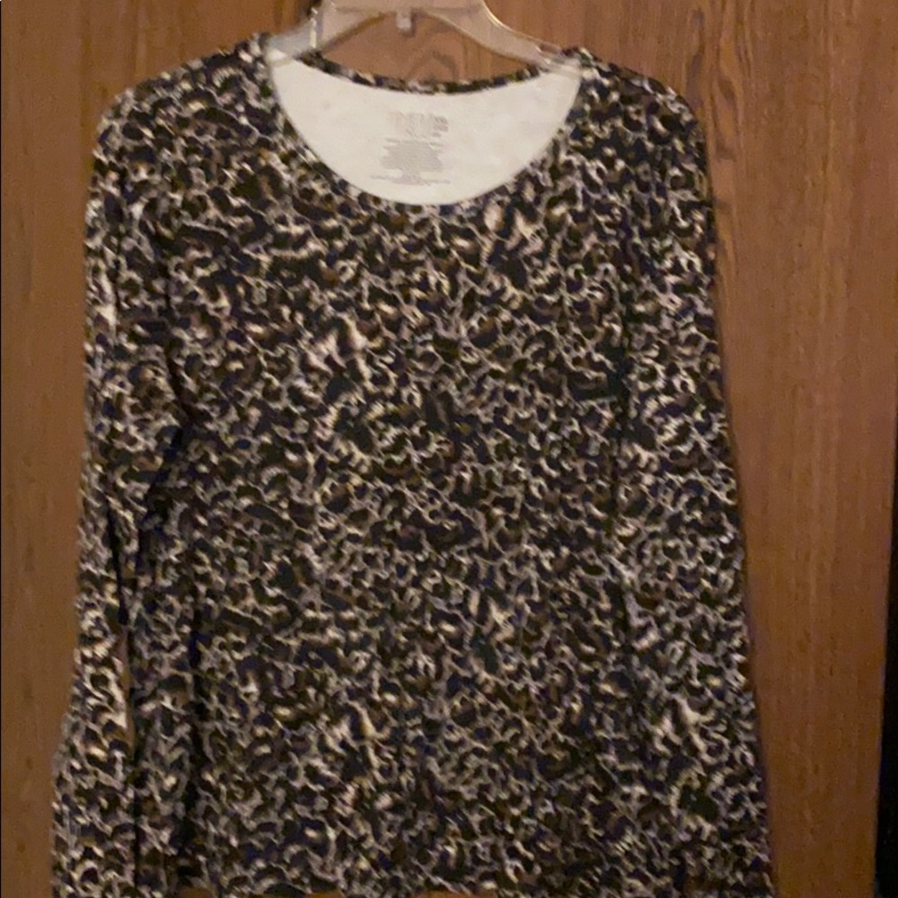 Cotton long sleeve leopard print blouse